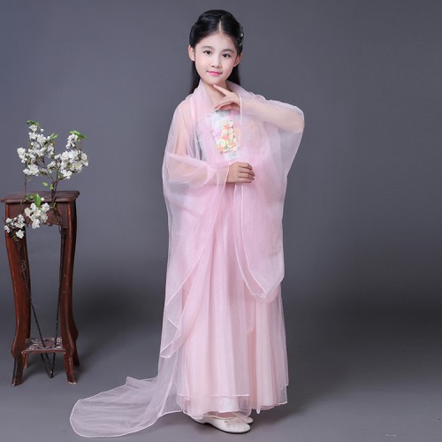  Chinese folk dance costumes for girls children pink hanfu performance drama fairy anime cosplay photos dancing dresses robes